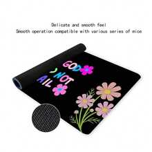 1pc Floral Pattern Desk Mat, Large Desk Accessory, Rubber Base Mouse Pad, 35.4x15.7 Inch, Stitched Edge Anti-Slip, Extra Large Mouse Pad, Holiday Gift, Gift For Parents, Back To School Desk Accessory, Office Supplies, Desk Accessory, Mouse Pad - Multicolor - View 7