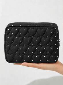 New Heart Quilted Polka Dot Print Portable Storage Bag, Large Capacity Makeup Bag, Suitable For Daily Use, Outdoor Activities And Travel; Convenient Storage Solution For Organizing Medicine, Cosmetics, Phone And Other Small Items; Travel Essential, Suitable As Christmas Gift, Personalized Gift Bag, Small Exchange Gift Or Home Decor. (Print Cut Position Random) - Multicolor - View 8