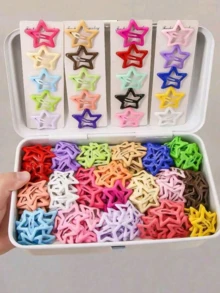 25/50/80Pcs Random Color Pentagram Star Hair Clips, Y2K Style Women's Hair Accessories For Daily Party, Birthday Christmas Gift Idea - Multicolor - View 7