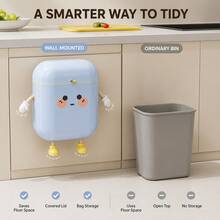 Large Capacity Wall Mounted Trash Can With Lid, Slim Waterproof Hanging Waste Bin, Space-Saving Easy-Access Garbage Container For Kitchen, Bathroom, Laundry, Garage, Outdoor, RV, Camping & Home, Compact Multi-Use Under Cabinet Wastebasket - A - View 3