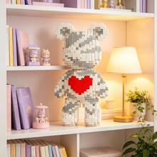 1876pcs Large White Bear Building Blocks, Decorative Items And Room Decor, Home Decor, Party Decor, Decorative Statue, Handicrafts, Fine Carving, Lightweight Statue, Collectible Statue, Display Statue, Home Designer, DIY Enthusiast - Personalized Gift - Blue and White - View 9