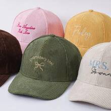1件燈芯絨棒球帽，復古休閒爸爸帽，中性棒球帽，刺繡字母設計帽子，Y2K街頭風帽子，可調節帽子，秋冬戶外遮陽帽，日常百搭配件，聖誕禮物 - 多色5 - 查看 7