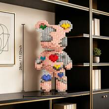 1876pcs Large Surprise Bear Building Blocks, Decorative Ornament And Room Decor, Home Decor, Party Decor, Decorative Statue, Handicraft, Finely Carved, Lightweight Statue, Collectible Statue, Display Statue, Home Designer, DIY Enthusiast - Personalized Gift - Blue and White - View 8
