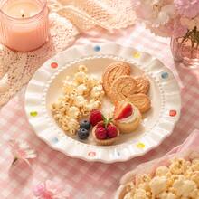 8 Inch Cute Polka Dot Ceramic Plate, Vintage Ruffled Edge Plate, Suitable For Pasta, Salad, Dessert And Breakfast - Multicolor - View 6