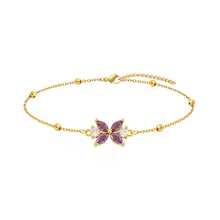 1pc New Fashion Colorful Bowknot Golden Stainless Steel Bead Chain Anklets For Women - Bow - View 5