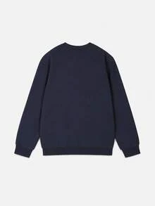 女款秋冬新款寬鬆極簡純色休閒時尚百搭圓領衛衣 - 藏蓝色 - 查看 6