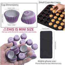 Mini Cake Cupcake Liners, Baking Cupcake Cups, Disposable Cupcake Paper Wrappers, Baking Molds - Purple - View 4