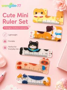 5pcs Cute Mini Rulers 5cm Pocket Rulers, Portable Measuring Tools, Student Stationery Gifts - Multiple Styles - View 8