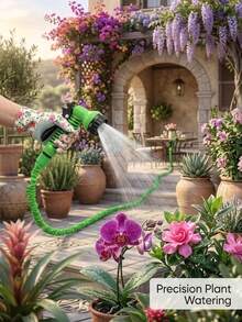 50/75ft Adjustable Garden Hose With Green Spray Nozzle - Durable Polyethylene Material, Multi-Purpose Garden Hose With Spray Gun, Suitable For Year-Round Outdoor And Yard Use, US Standard Connector, Expandable Hose For Watering And Cleaning - Multiple Styles and Colors - View 9
