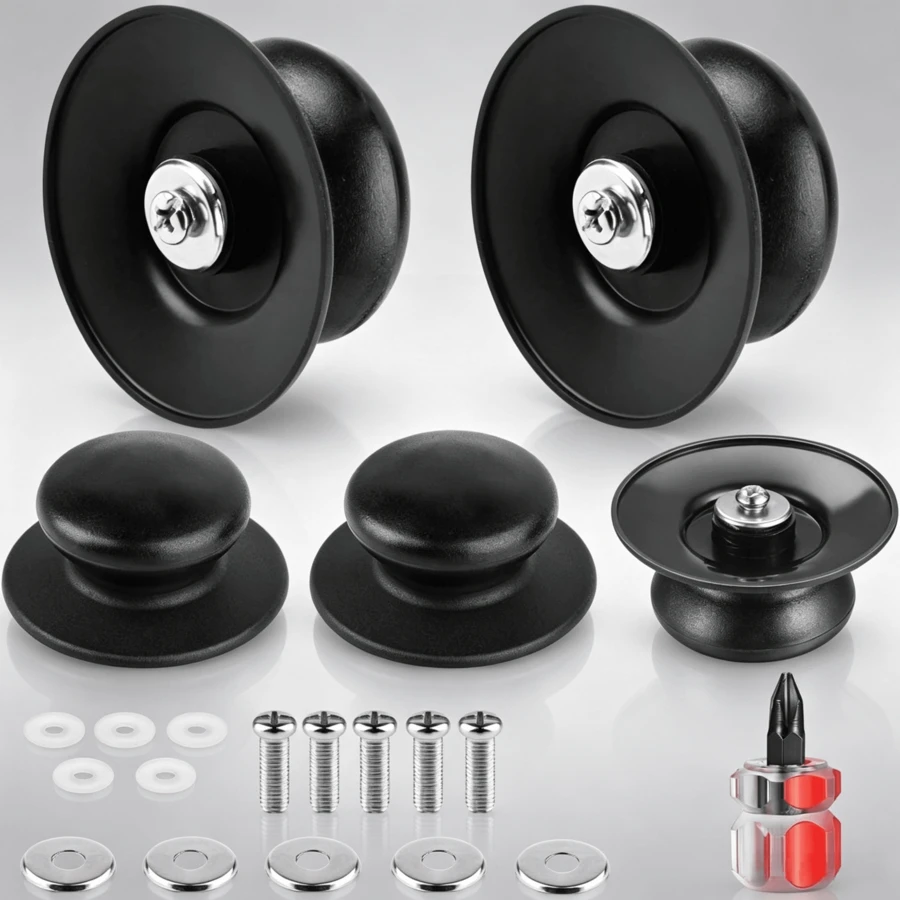 5‑Pack Replacement Knobs For Pot Lids, Supplied With Mounting Screws, Spare Fitting Parts For Cookware Lid Renovation - View 1