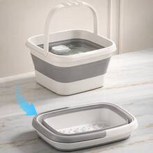 1pc Foldable Foot Bath Basin, Foot Soaking Bucket, Foot Soak Tub, Nail Care Foot Therapy, Home SPA - Grey - View 5
