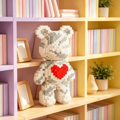 1876pcs Large White Bear Building Blocks, Decorative Items And Room Decor, Home Decor, Party Decor, Decorative Statue, Handicrafts, Fine Carving, Lightweight Statue, Collectible Statue, Display Statue, Home Designer, DIY Enthusiast - Personalized Gift