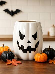 1pc Halloween Pumpkin Kitchen Utensil Holder, Jack-O'-Lantern Kitchen Utensil Caddy & Cooking Tool Storage Box, Large Countertop Utensil Rack, Autumn Kitchen Decor, Rustic Halloween Decoration - Multicolor - View 3