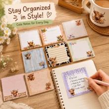 1/5pcs Highland Cow Sticky Notes, Cute Self-Adhesive Memo Pads, Office Decor Gift, Fridge Magnet, Student School Teacher Meeting Office Supplies, Suitable For Back To School Season - one-size - View 2