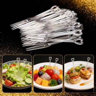 Transparent Disposable Fruit Forks, Thickened Plastic Fruit Skewers, Compact Cake Dessert Forks, Portable Small Forks, Multi-Functional Pastry Salad Fruit Skewers, Suitable For Parties, Weddings, Birthday Gatherings, Daily Home Kitchen Baking, Cafes And Other Scenes, Hygienic And Practical Disposable Tableware, Convenient For Takeout Desserts, Multi-Scenario Daily Use, Lightweight And Durable Snack Fruit Dessert Auxiliary Tableware, Essential Supplies For Home Restaurants And Outdoor Gatherings.