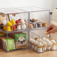 1/2/4pcs Transparent Large Capacity Desktop Drawer Storage Box, Drawer-Style Cosmetic Organizer, Suitable For Office, Kitchen Storage, Bedroom Storage, Suitable For Christmas Gifts, Halloween Gifts - Clear - View 11