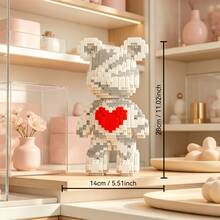 1876pcs Large White Bear Building Blocks, Decorative Items And Room Decor, Home Decor, Party Decor, Decorative Statue, Handicrafts, Fine Carving, Lightweight Statue, Collectible Statue, Display Statue, Home Designer, DIY Enthusiast - Personalized Gift - Blue and White - View 8