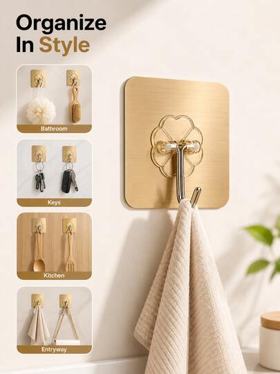 Self-Adhesive Wall Hooks, Cute Towel And Keychain Hooks For Bathroom, Office, And Closet Decoration, Home Furniture Storage Rack