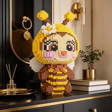 2818pcs Large Cute Bee Building Blocks, Decorative Items And Room Decor, Home Decor, Party Decor, Decorative Statues, Handicrafts, Finely Carved, Lightweight Statues, Collectible Statues, Display Statues, Home Designers, DIY Enthusiasts - Personalized Gifts - Blue and White - View 9