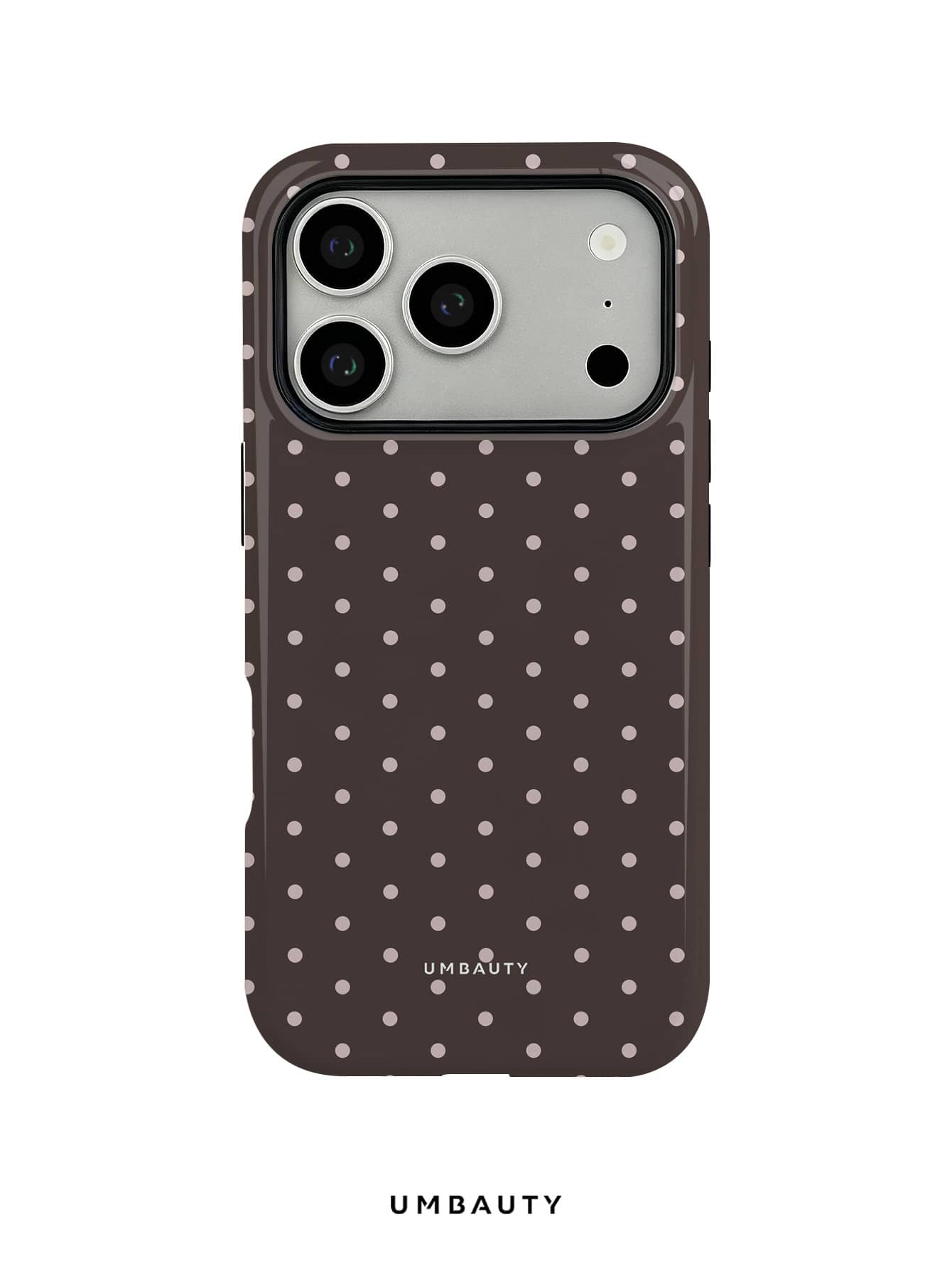 UMBAUTY 1件深棕色背景搭配粉色波點圖案設計手機殼,相容 iPhone 18 Pro Max,適用於 11/12/13/14/15/16/17/18 Pro/Pro Max/Plus/17e,高端時尚趣味款,男女皆宜,適合送給女友的復活節、春季、婚禮季與生日禮物 - 彩色 - 查看 1