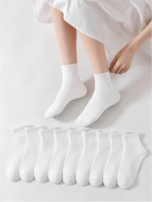 10 Pares de Meias Brancas Versáteis e Confortáveis para Uso Diário Feminino - Branco - Visão 2