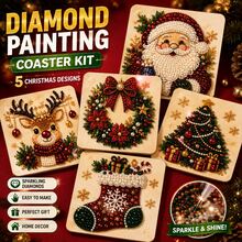 Santa Christmas Tree Multi Pattern Square Framed Diamond Painting Home Holiday Handmade Decor Art, Indoor Wall Decor, Window Display Ornament, Xmas Gift, DIY Rhinestone Painting Kit - Multicolor - View 1