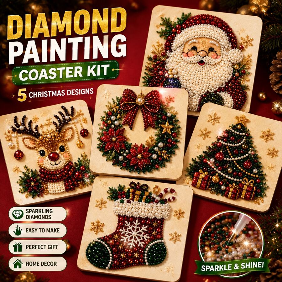 Santa Christmas Tree Multi Pattern Square Framed Diamond Painting Home Holiday Handmade Decor Art, Indoor Wall Decor, Window Display Ornament, Xmas Gift, DIY Rhinestone Painting Kit - Multicolor - View 1