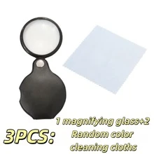 3-Piece Set (1pc 80x Magnifying Glass + 2pcs Random Color Cleaning Cloths), With Leather Case, Portable Foldable And Sturdy Rotating Protective Cover. Suitable For Reading, Inspection, Crafting And Daily High-Definition Viewing Needs - Upgraded Version - View 13