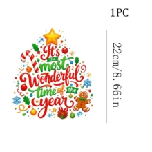 1/2/3pcs Christmas Tree Text Heat Transfer Iron-On Stickers, Gingerbread Man Candy Cane Snowflake Gift Christmas Elements DIY Stickers For T-Shirts, Sweatshirts, Pillows, Canvas Bags - Multicolor - View 10