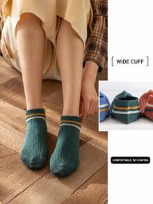 5/10/15 Pairs Unisex Contrast Striped Short Socks, Ribbed Knit Low-Cut Casual Socks, Soft Comfortable Multi-Color Versatile Daily Socks - Multicolor - View 5
