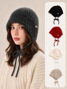 Cute Face-Slimming Knitted Ushanka Hat, Warm Ear-Protective Woolen Cap, Suitable For Daily Wear, Shopping And Outings - Fisherman's Hat - View 1