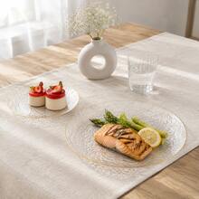 50/25/20/10pcs Transparent Gold Rim Plates/Trays Set, 7.5 Inch/10.25 Inch Reusable Plates, Food Trays, Fruit And Snack Platters, Dessert And Salad Plates, Cheese And Candy Trays, Multi-Purpose Tableware For Parties, Weddings, Birthdays, Picnics, Holiday Events, Easy To Clean, Suitable For Home And Event Elegant Table Settings. Service Plate, Party Dinner Plate - View 2