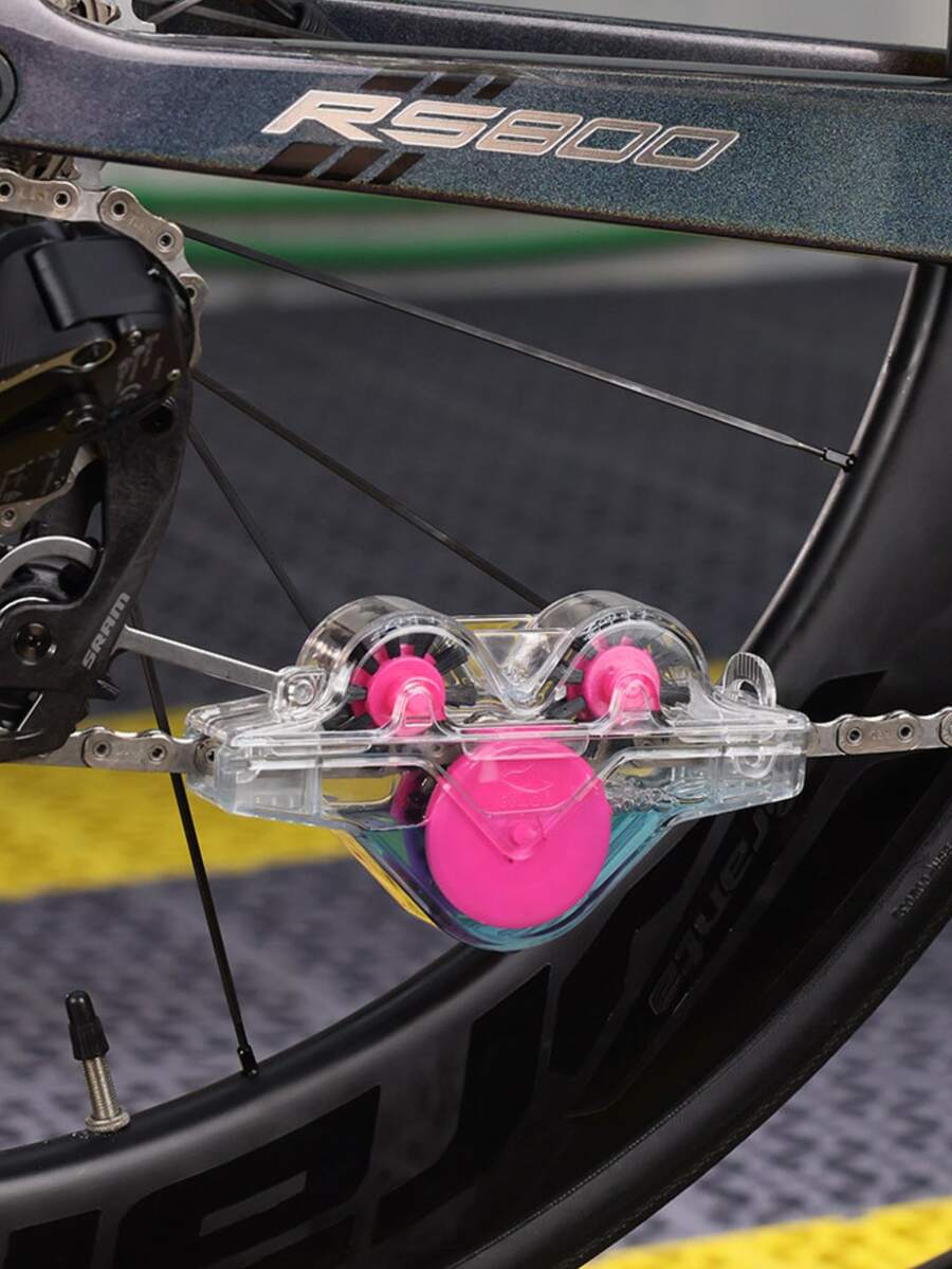 Bicycle Chain Cleaner, Multi-Functional Tool, Specifically Designed For Chain Maintenance, Suitable For Mountain Bikes And Road Bikes, Includes Cleaning Brush, Applicable To Drivetrain (Transparent Color), Portable Bicycle Cleaning Accessory