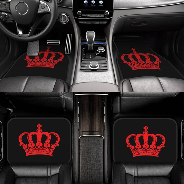 4pcs Car Floor Mats, Crown Pattern, Space Upgrade - Keep Your Car Clean, Reduce Odors, Suitable For Daily Commute, Reception, Self-Driving Trips And Family Use. Fits Most Car Models. Easy To Clean/Machine Washable/Durable Car Floor Mats/Durable, Universal Car Floor Mats