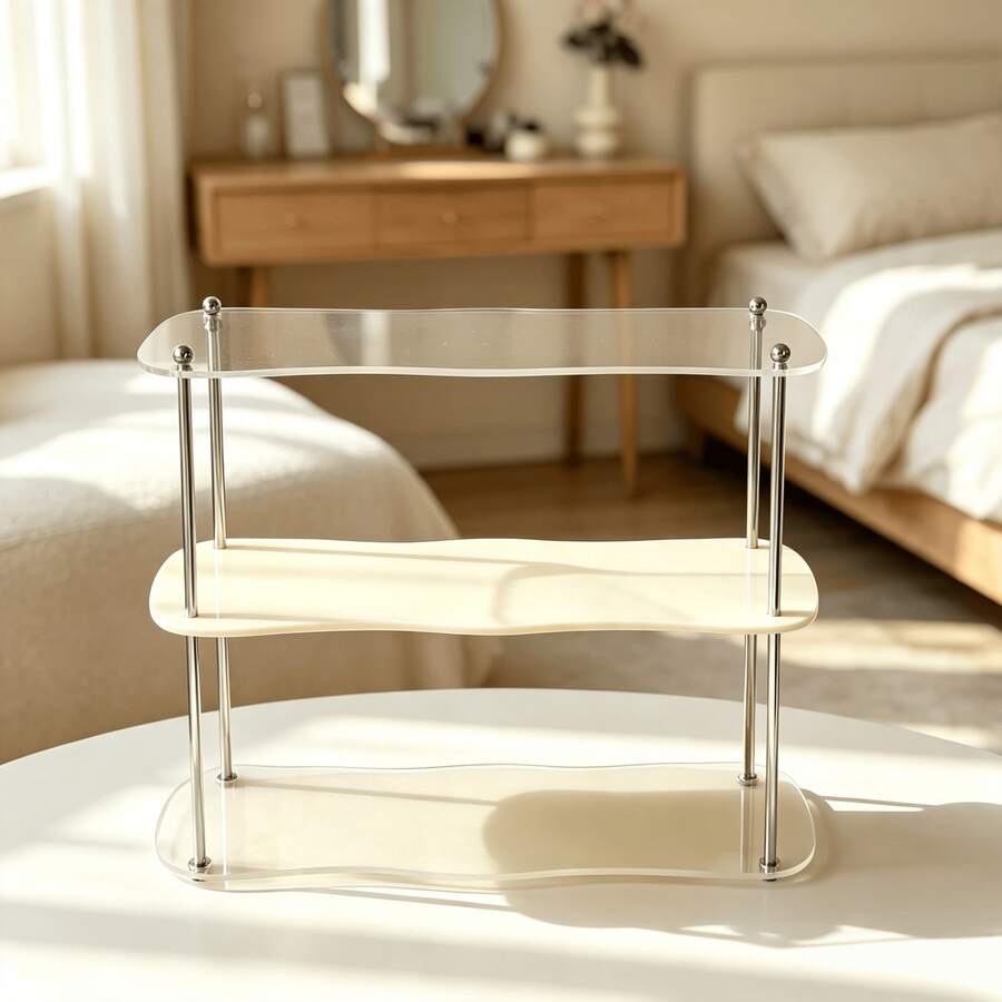 1pc Acrylic Practical Storage Rack, Multi-Functional Tiered Organizer For Aromatherapy, Fragrance, Collectibles, Drinkware - Easy Installation, Floor-Standing Display Stand - Multicolor - View 1