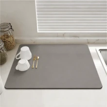 Solid Kitchen Draining Mat, Super Absorbent, Dish Draining Mat, Non-Slip Quick-Drying Mat, Faucet Placemat, Non-Slip Kitchen Mat - Dark Grey - View 4