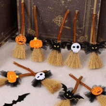 Halloween Party DIY Broom Decor Hanging Ornament - Multicolor - View 1