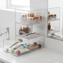 1/2/4pcs Transparent Large Capacity Desktop Drawer Storage Box, Drawer-Style Cosmetic Organizer, Suitable For Office, Kitchen Storage, Bedroom Storage, Suitable For Christmas Gifts, Halloween Gifts - Clear - View 7