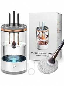 1pc Makeup Brush Cleaner, Dual-Function Electric Makeup Brush Cleaner And Dryer, Rechargeable Or Plug-In Use, Suitable For All Types Of Makeup Brushes, Perfect As Christmas And Valentine's Day Gift For Women - Multicolor - View 4