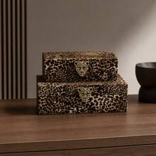 Leopard Print Flip Top Storage Box, Gold Decorative Buckle, Modern Home Jewelry Storage Box, Luxury Gift Jewelry Box, Lined Storage Box, Suitable For Jewelry, Accessories And Small Items - Brown - View 10