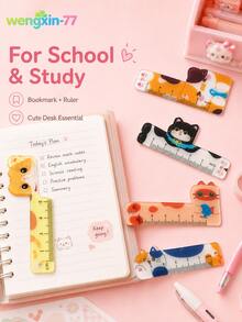 5pcs Cute Mini Rulers 5cm Pocket Rulers, Portable Measuring Tools, Student Stationery Gifts - Multiple Styles - View 4