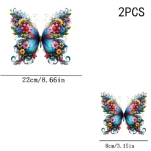 1/2/3pcs Floral Blue Butterfly Heat Transfer Iron-On Patch, Colorful Flower & Vine Pattern Vintage Art Butterfly DIY Sticker, Suitable For T-Shirts, Sweatshirts, Pillows, Canvas Bags - Multicolor - View 10