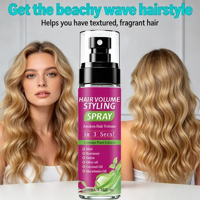 Volumizing Hair Spray, Instantly Creates Voluminous, Textured And Lightweight Styling Effect; Styling Spray Containing Multiple Plant Extracts; Dry Hair Texture Spray; Hair Texture Spray; Wavy Volumizing Spray; Hair Texture Spray; Curly Hair Spray; Men's Beach Wave Spray