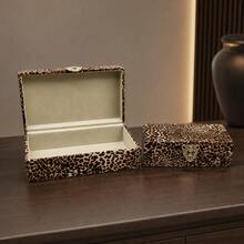Leopard Print Flip Top Storage Box, Gold Decorative Buckle, Modern Home Jewelry Storage Box, Luxury Gift Jewelry Box, Lined Storage Box, Suitable For Jewelry, Accessories And Small Items - Brown - View 3