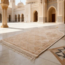 1pc Solid‑Color Arch‑Shaped Prayer Mat, Fleece Thickened Worship Rug, Ramadan Festival Gift For Daily Worship - Multicolor - View 1