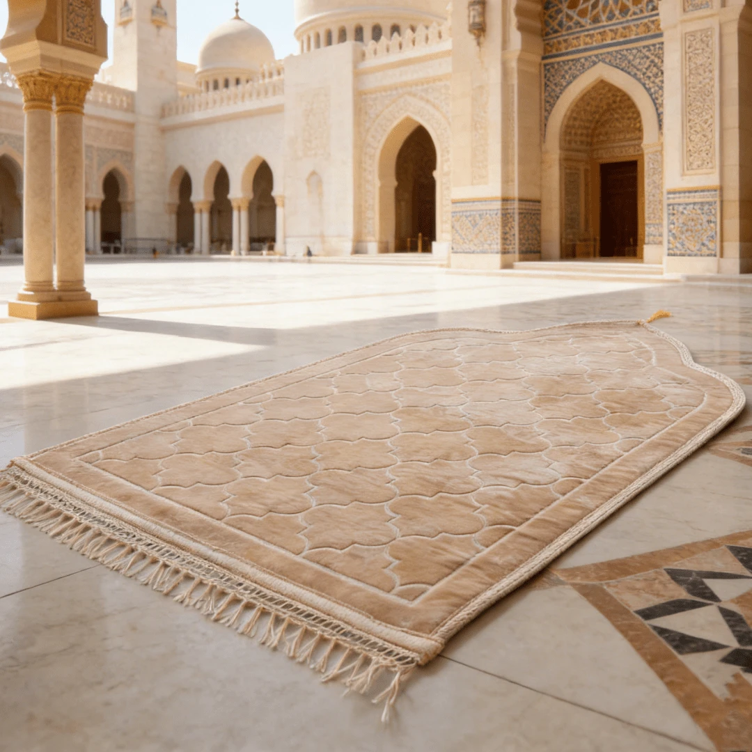 1pc Solid‑Color Arch‑Shaped Prayer Mat, Fleece Thickened Worship Rug, Ramadan Festival Gift For Daily Worship - Multicolor - View 1