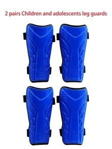 2 Pairs Kids & Teens Professional Soccer Cycling Shin Guards, New Dual-Strap Shin Guards - Multicolor - View 13