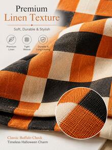 1pc Orange Black & White Buffalo Plaid Table Runner, Classic Halloween Checkered Table Decor, Rectangular Dining Table Runner For Halloween Decorations, Kitchen Decor, Fall Party, Pumpkin Dinner, Home Decor And Seasonal Table Setting - Multicolor - View 8