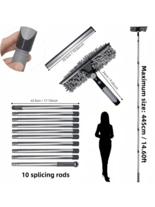 Kit de limpieza de ventanas de alta elevación 2 en 1, incluye 10 varillas de extensión para limpiar y raspar vidrios de gran altura, con almohadillas de limpieza de microfibra reutilizables, sin necesidad de energía, lavable a máquina, regalo ideal para el Día de la Madre - Multicolor - Ver 12