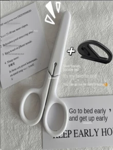 2pcs, Craft Tool Set, Wrapping Paper Cutter + Mini White Scissors. Portable Stainless Steel Blade Paper Cutter, Handmade Stationery, Office And Study Gift, Men's Tool, Stainless Steel Art Supplies, Scissors, Portable Small Scissors. - Multicolor - View 1